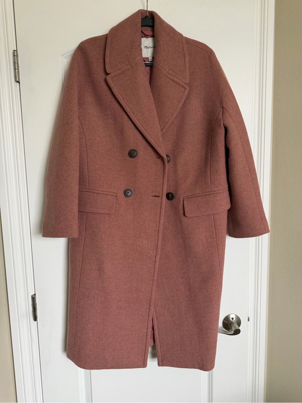 Madewell Double-Breasted Pea Coat in Dusty Rose